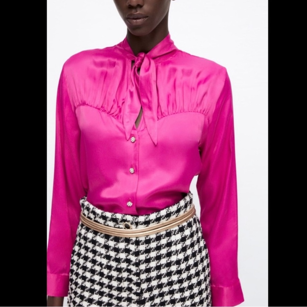 Zara Pink Satin Top NWT size small